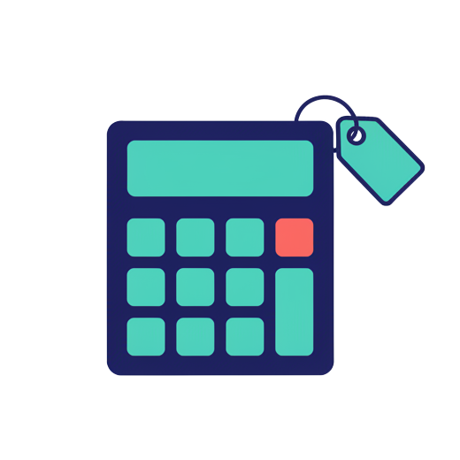 Stylized calculator with price tag illustration